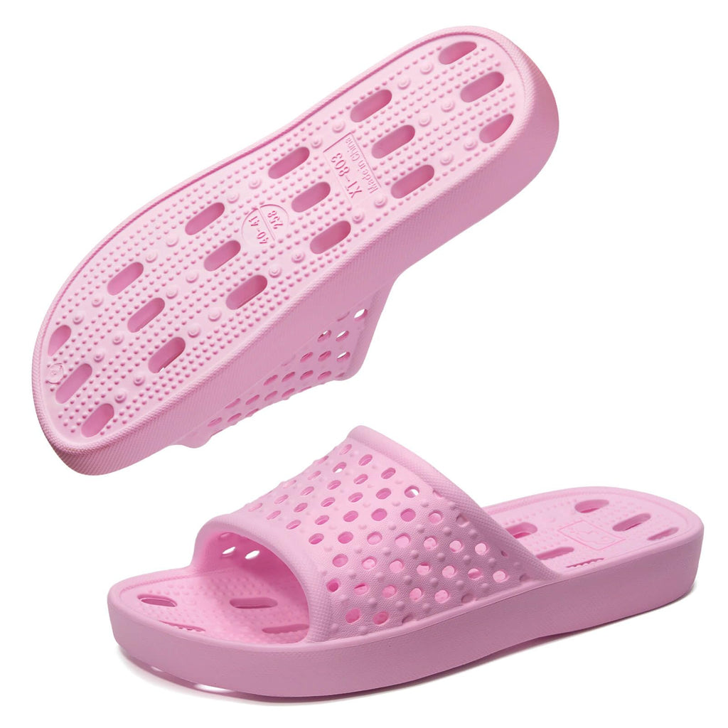 Xomiboe Shower Shoes For Men Women, Quick Dry Shower Slippers for Bathroom | Non Slip Lightweight EVA, With Drain Holes, Wide Fit For Gym Shower, College Dorm, Locker Room, Indoor, Pool