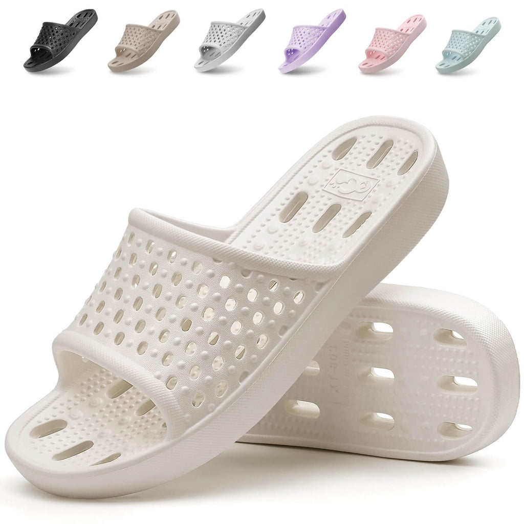 Xomiboe Shower Shoes For Men Women, Quick Dry Shower Slippers for Bathroom | Non Slip Lightweight EVA, With Drain Holes, Wide Fit For Gym Shower, College Dorm, Locker Room, Indoor, Pool