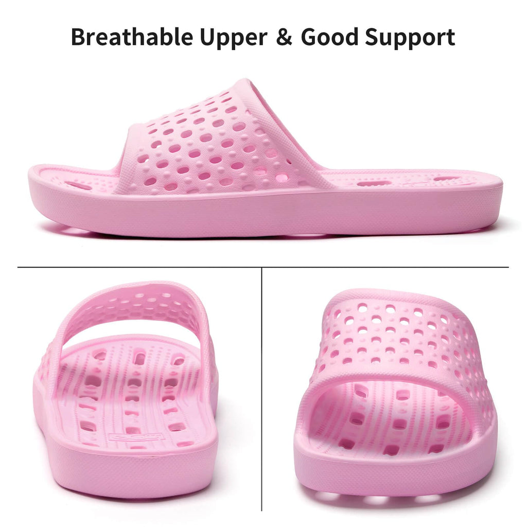 Xomiboe Shower Shoes For Men Women, Quick Dry Shower Slippers for Bathroom | Non Slip Lightweight EVA, With Drain Holes, Wide Fit For Gym Shower, College Dorm, Locker Room, Indoor, Pool