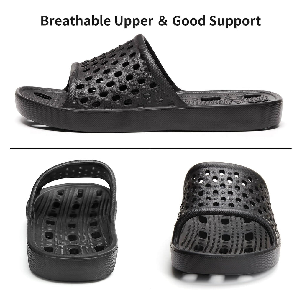 Xomiboe Shower Shoes For Men Women, Quick Dry Shower Slippers for Bathroom | Non Slip Lightweight EVA, With Drain Holes, Wide Fit For Gym Shower, College Dorm, Locker Room, Indoor, Pool