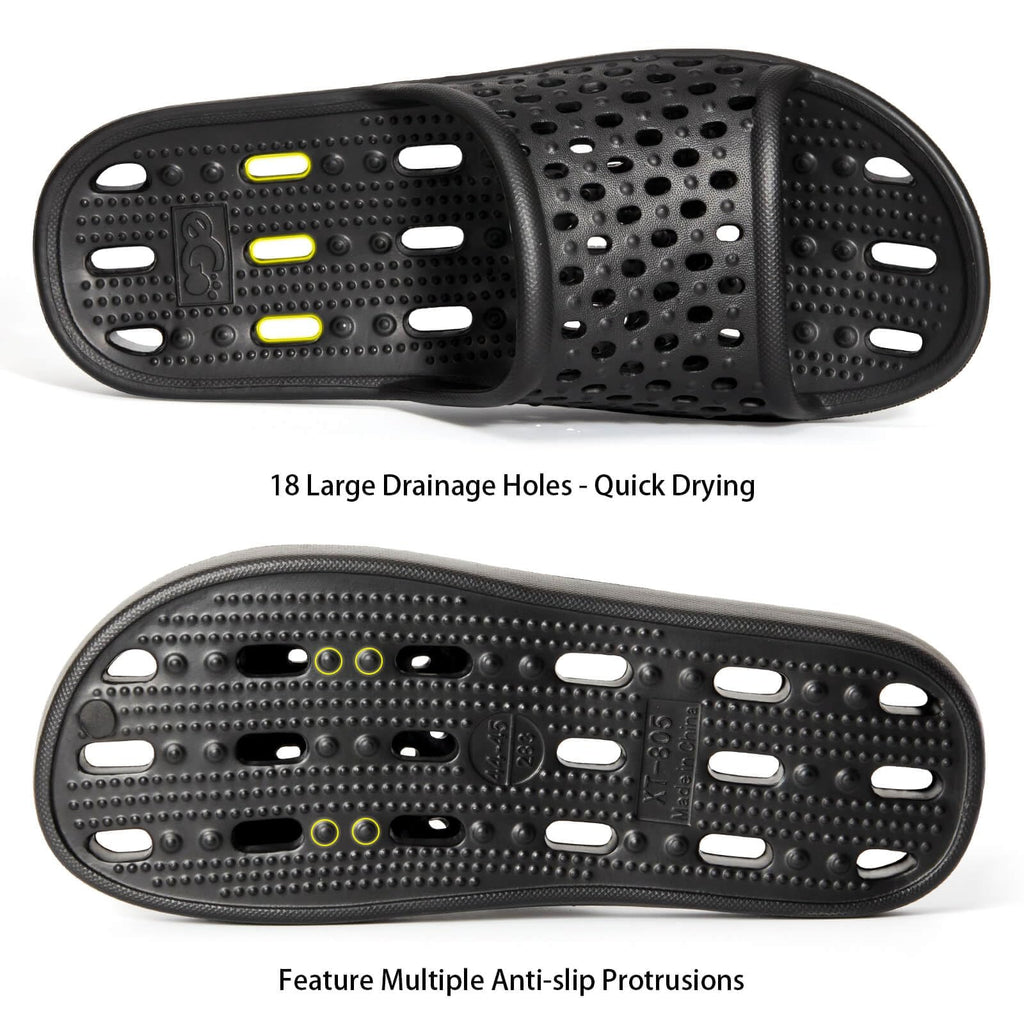 Xomiboe Shower Shoes For Men Women, Quick Dry Shower Slippers for Bathroom | Non Slip Lightweight EVA, With Drain Holes, Wide Fit For Gym Shower, College Dorm, Locker Room, Indoor, Pool