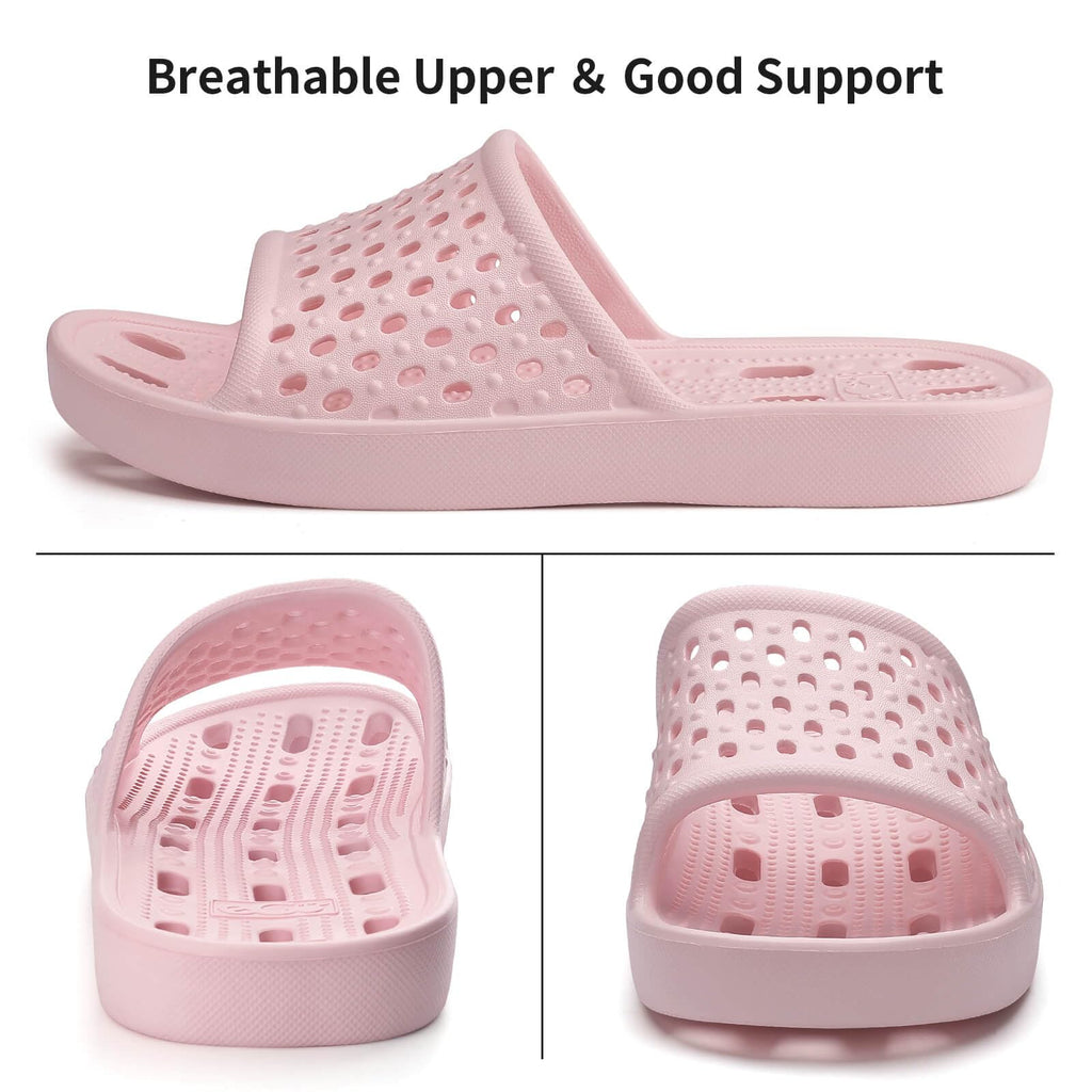 Xomiboe Shower Shoes For Men Women, Quick Dry Shower Slippers for Bathroom | Non Slip Lightweight EVA, With Drain Holes, Wide Fit For Gym Shower, College Dorm, Locker Room, Indoor, Pool