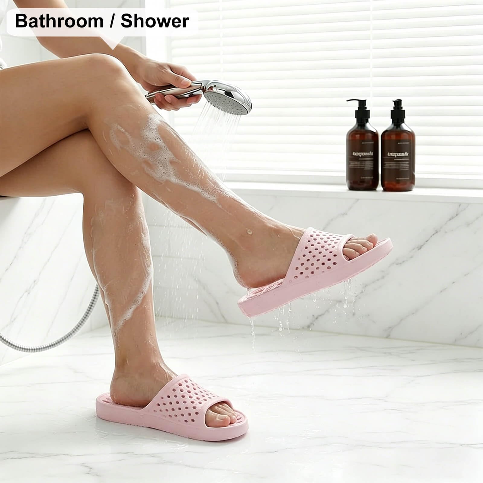 Xomiboe Shower Shoes For Men Women, Quick Dry Shower Slippers for Bathroom | Non Slip Lightweight EVA, With Drain Holes, Wide Fit For Gym Shower, College Dorm, Locker Room, Indoor, Pool