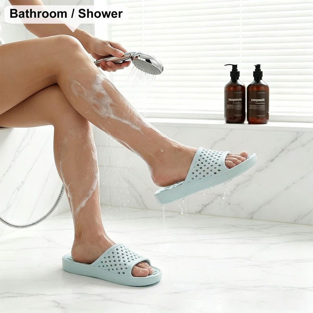 Xomiboe Shower Shoes For Men Women, Quick Dry Shower Slippers for Bathroom | Non Slip Lightweight EVA, With Drain Holes, Wide Fit For Gym Shower, College Dorm, Locker Room, Indoor, Pool