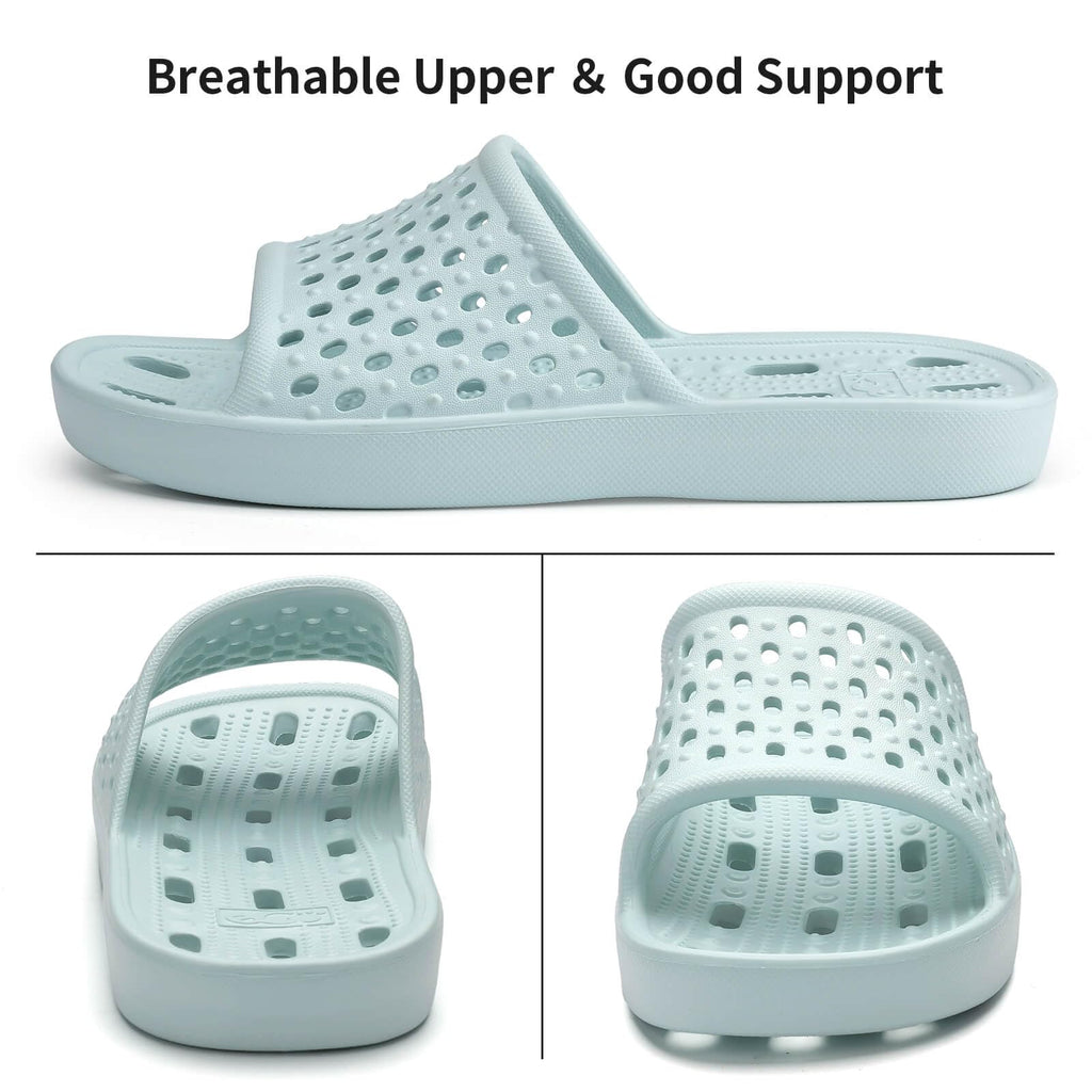 Xomiboe Shower Shoes For Men Women, Quick Dry Shower Slippers for Bathroom | Non Slip Lightweight EVA, With Drain Holes, Wide Fit For Gym Shower, College Dorm, Locker Room, Indoor, Pool