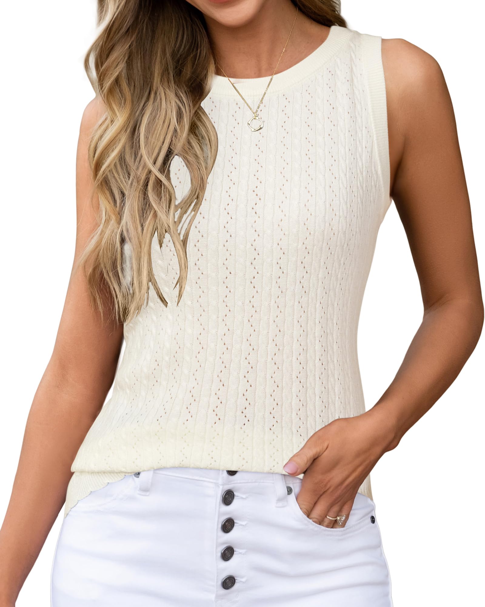 Arach&Cloz Women's Wool Blend Sleeveless All Season Business Casual Tank | Soft Breathable Wool Blend Stretchy lightweight Sleeveless Business Casual Work Outfit Spring Summer Fall Clothes Wear 2026