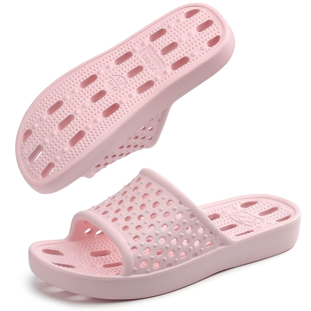 Xomiboe Shower Shoes For Men Women, Quick Dry Shower Slippers for Bathroom | Non Slip Lightweight EVA, With Drain Holes, Wide Fit For Gym Shower, College Dorm, Locker Room, Indoor, Pool