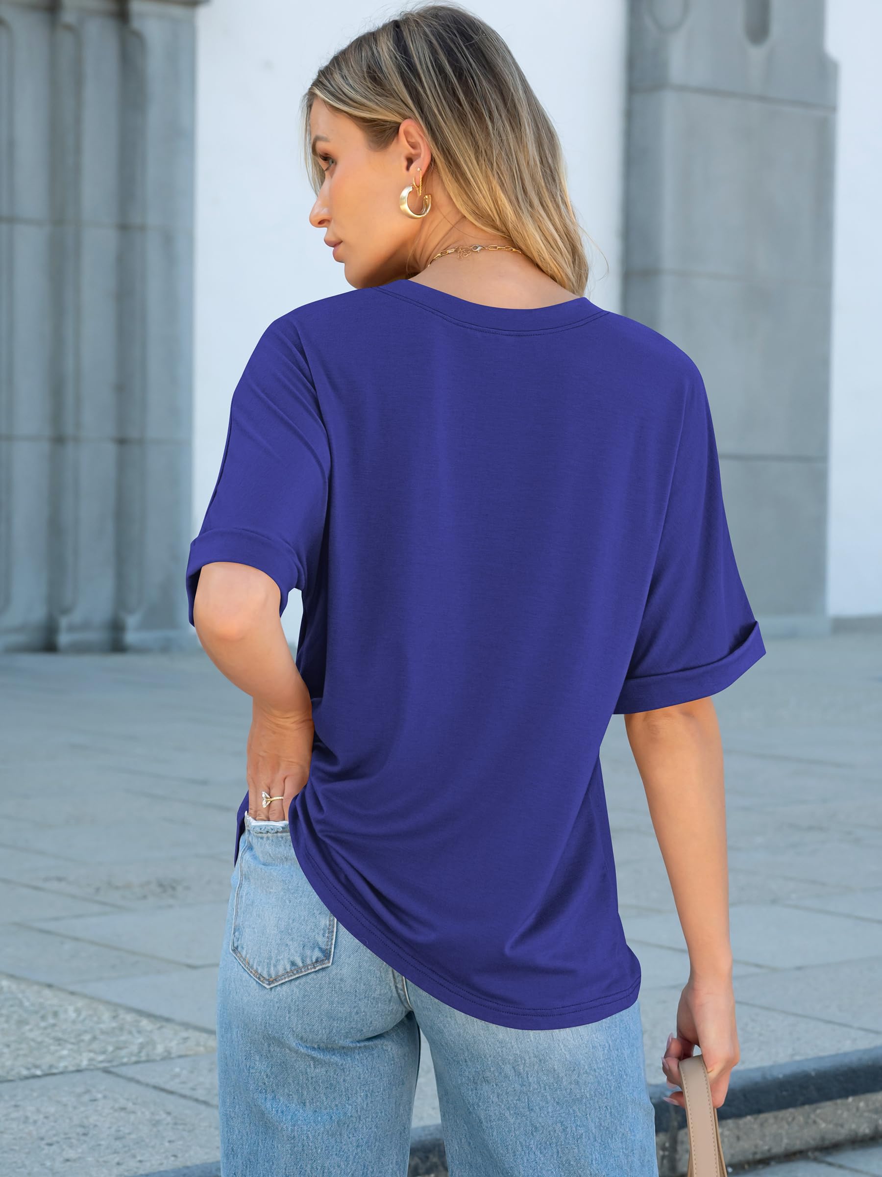 ANRABESS Womens Tops Short Sleeve Oversized T Shirts | Basic Tee with Chest Pocket，Summer Loose Fitting Tshirts，Business Casual Work Outfits，Travel Daily Wear，ALL-Seasons Clothes