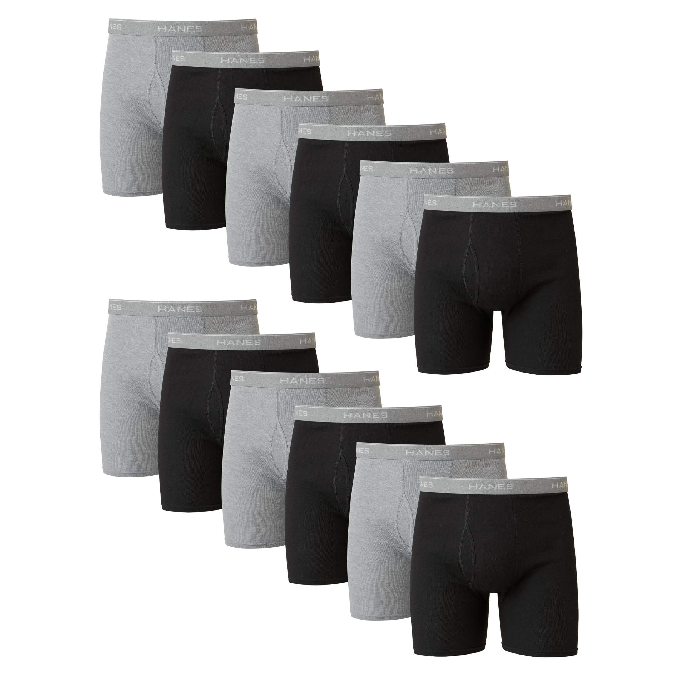 Hanes mens Underwear Boxer Briefs Pack, Cool & Breathable Cotton Moisture-wicking Underwear for Men, No Ride Up