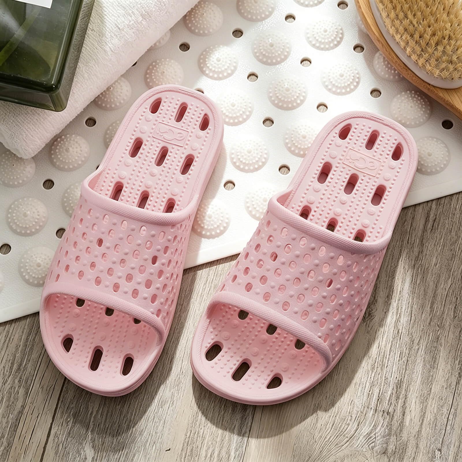 Xomiboe Shower Shoes For Men Women, Quick Dry Shower Slippers for Bathroom | Non Slip Lightweight EVA, With Drain Holes, Wide Fit For Gym Shower, College Dorm, Locker Room, Indoor, Pool