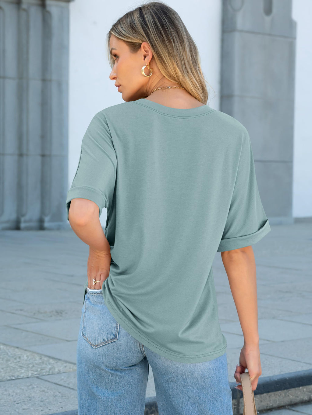 ANRABESS Womens Tops Short Sleeve Oversized T Shirts | Basic Tee with Chest Pocket，Summer Loose Fitting Tshirts，Business Casual Work Outfits，Travel Daily Wear，ALL-Seasons Clothes
