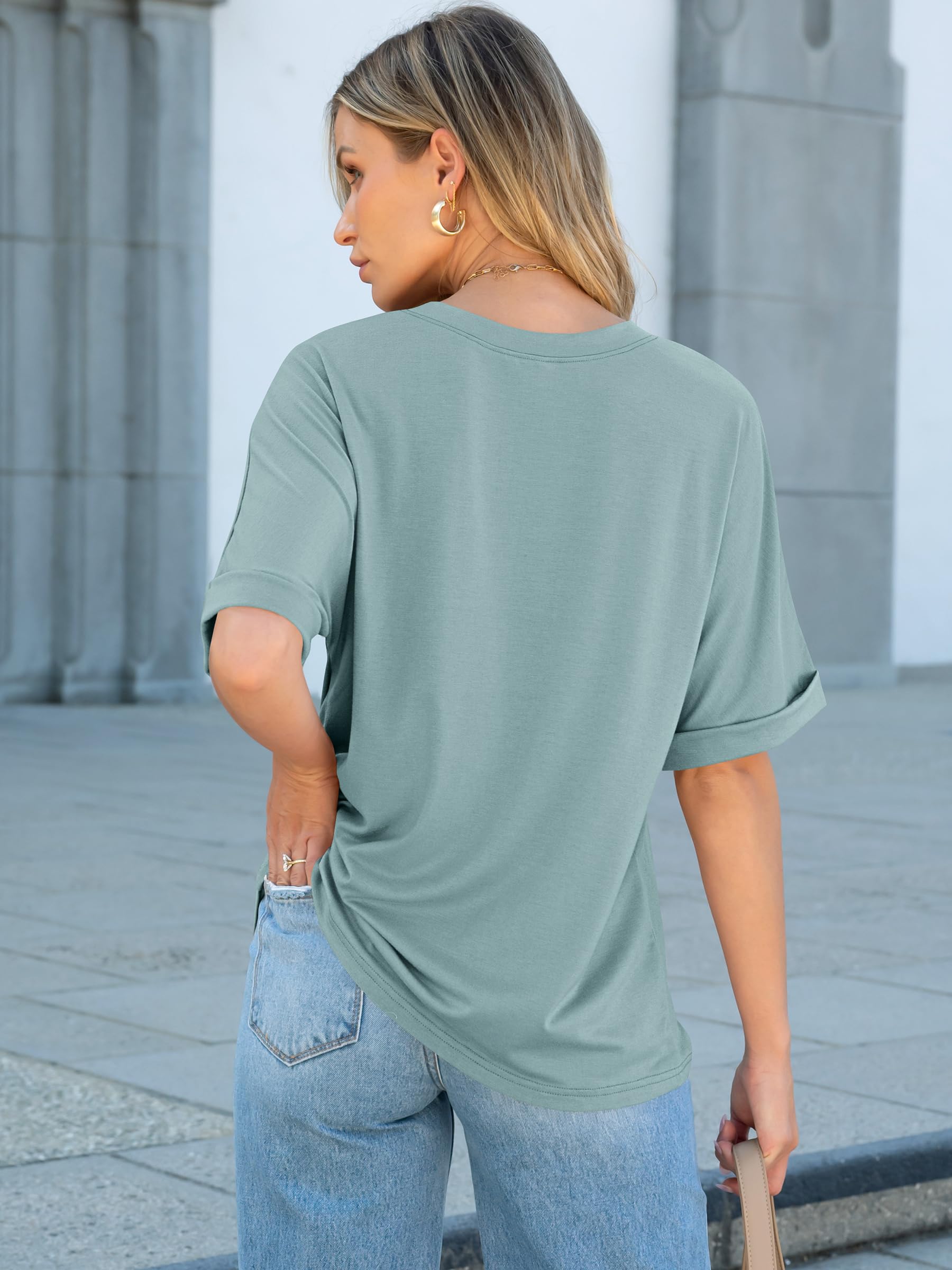 ANRABESS Womens Tops Short Sleeve Oversized T Shirts | Basic Tee with Chest Pocket，Summer Loose Fitting Tshirts，Business Casual Work Outfits，Travel Daily Wear，ALL-Seasons Clothes