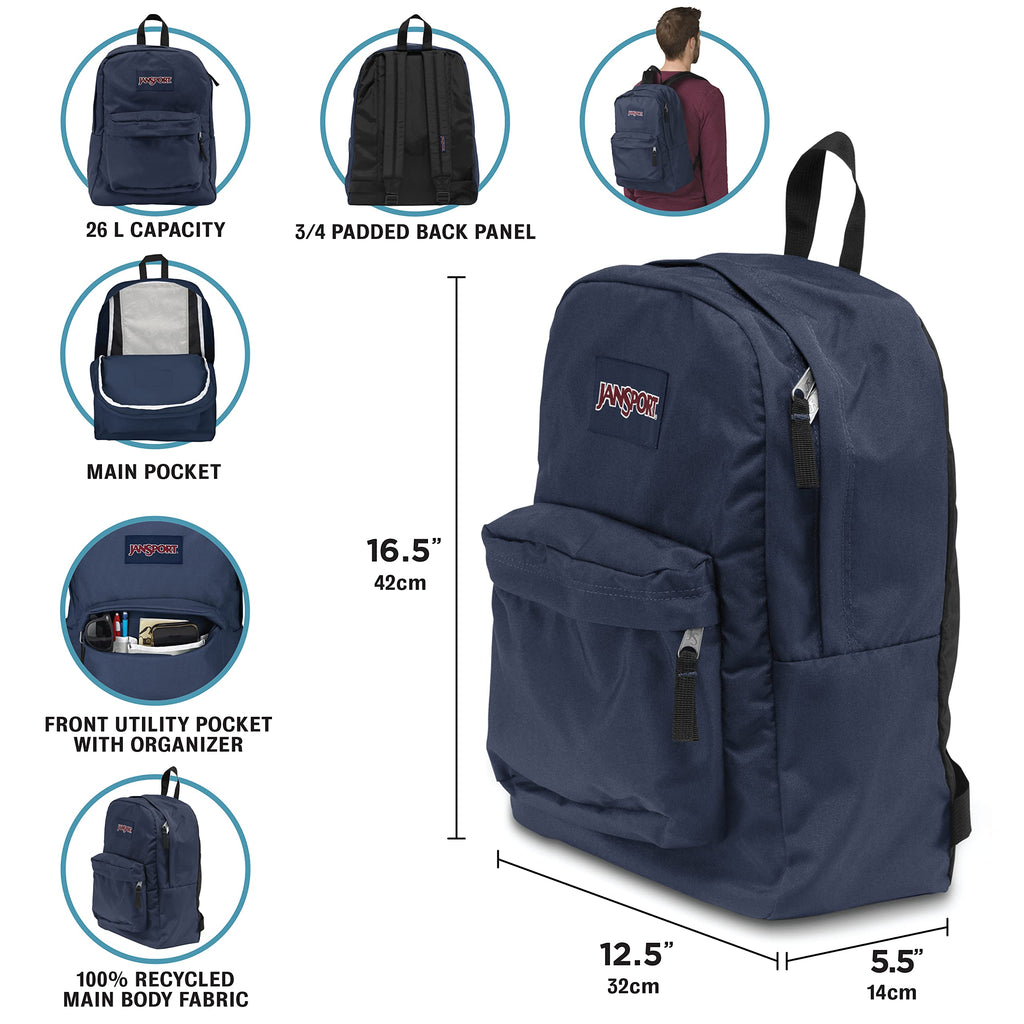 JanSport SuperBreak One Backpack - Durable, Lightweight Bag with 1 Main Compartment, Front Utility Pocket with Built-in Organizer, Premium Backpack, Cherry Lacquer