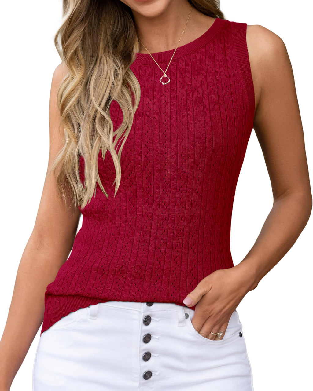 Arach&Cloz Women's Wool Blend Sleeveless All Season Business Casual Tank | Soft Breathable Wool Blend Stretchy lightweight Sleeveless Business Casual Work Outfit Spring Summer Fall Clothes Wear 2026