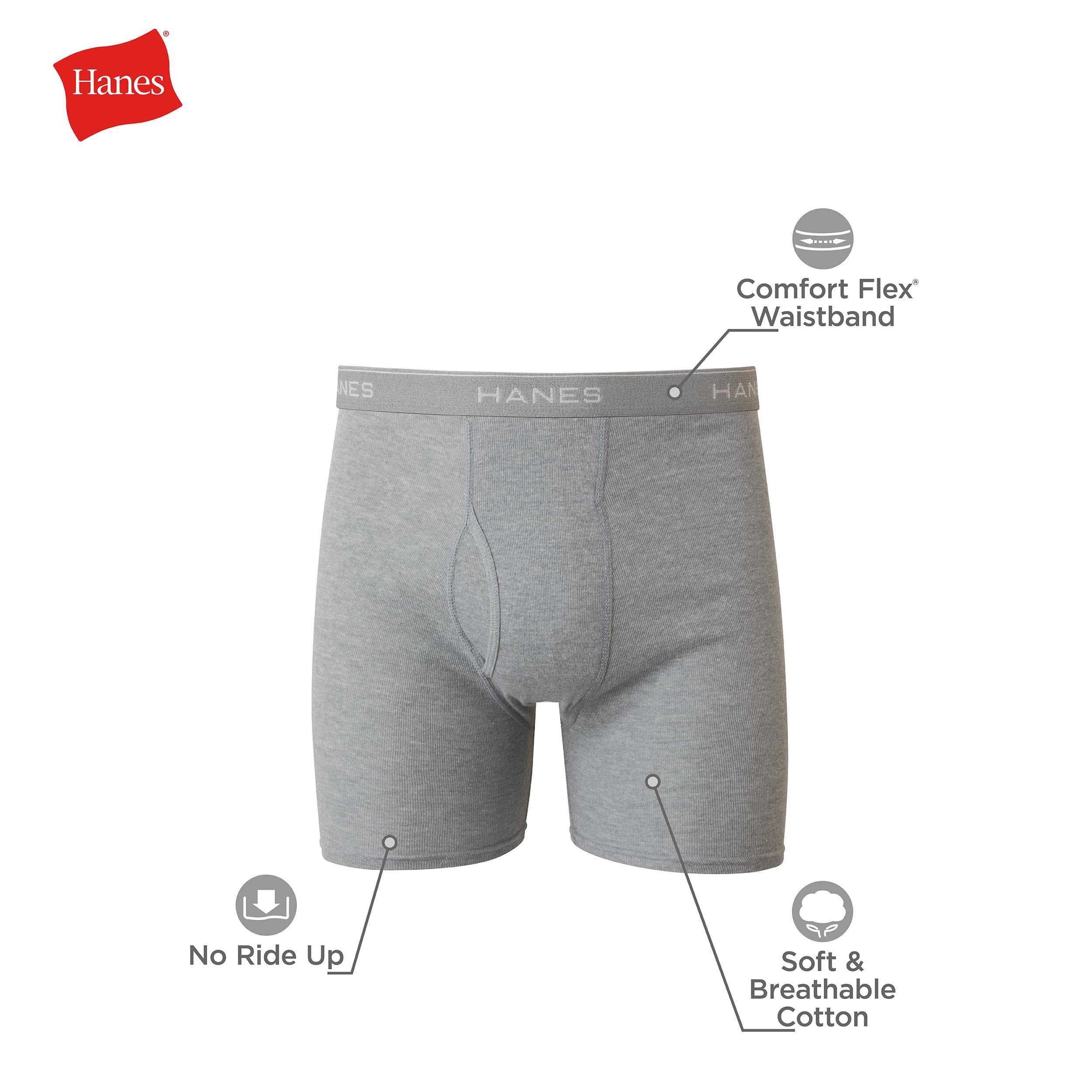 Hanes mens Underwear Boxer Briefs Pack, Cool & Breathable Cotton Moisture-wicking Underwear for Men, No Ride Up