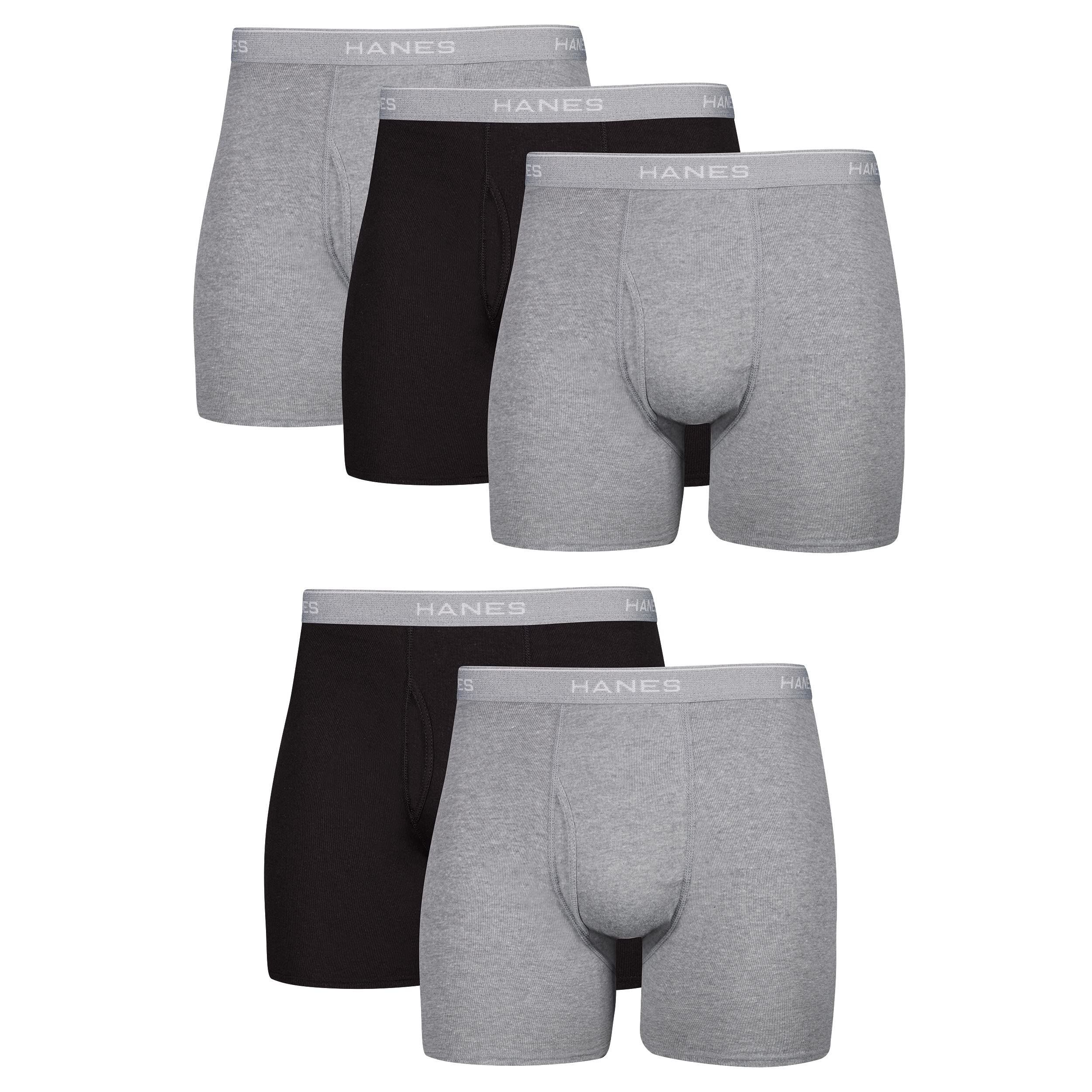 Hanes mens Underwear Boxer Briefs Pack, Cool & Breathable Cotton Moisture-wicking Underwear for Men, No Ride Up