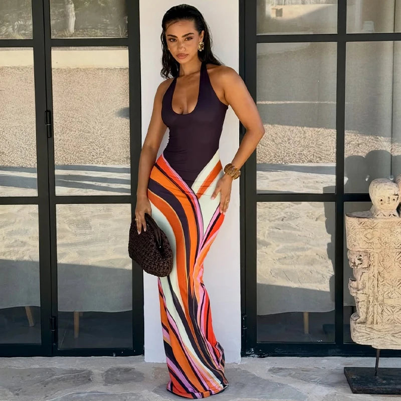 Color Block Square Neck Mermaid Dress